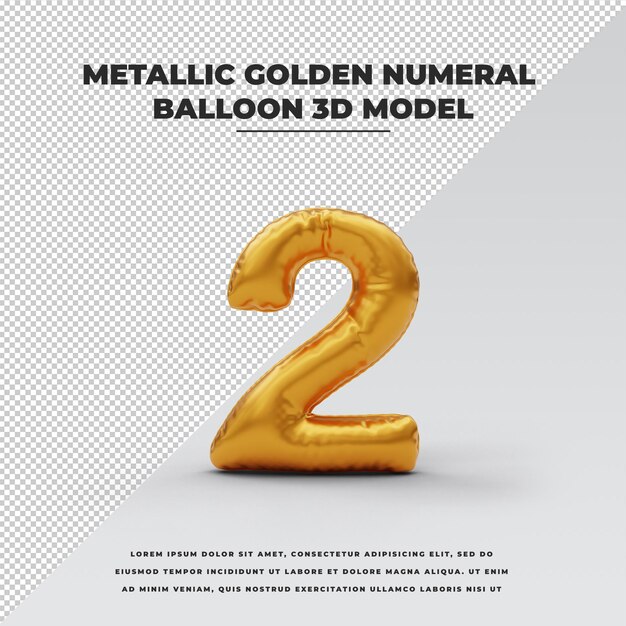 Metallic gold number balloon number two