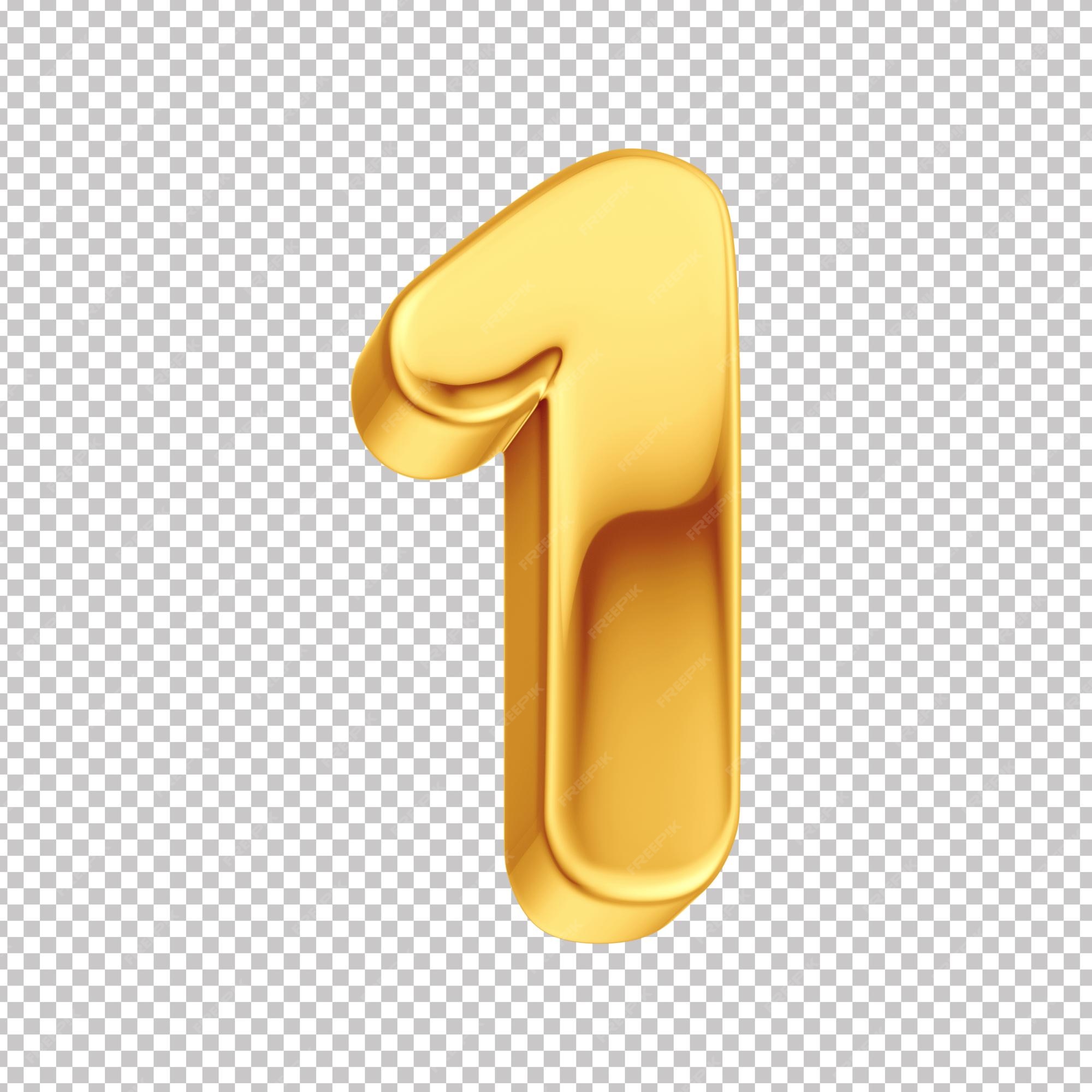 Premium PSD  Metallic gold numbers alphabet in psd 3d one number