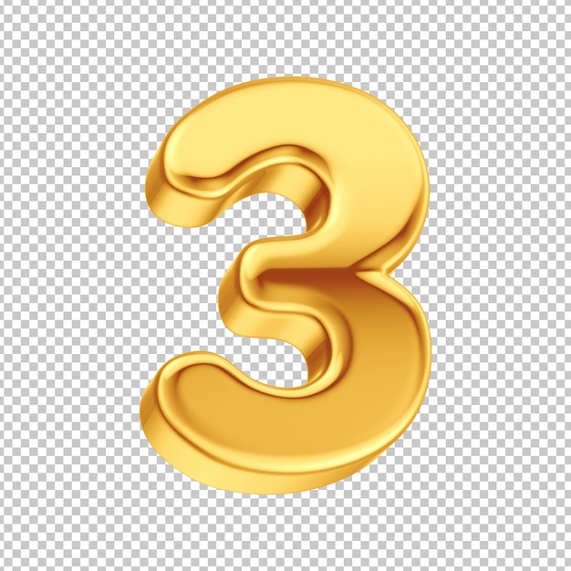 Alfabeto di numeri in oro metallico in psd 3d tre numeri