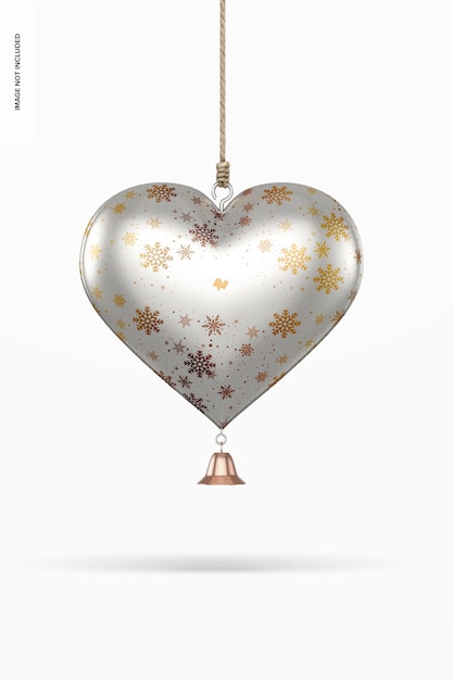 PSD metallic heart christmas ornament mockup