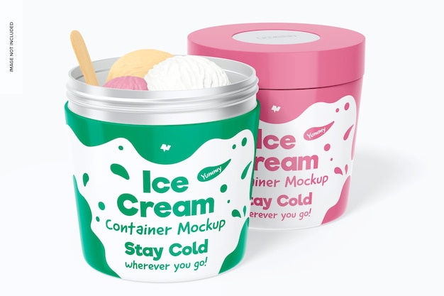 PSD metallic ice cream containers mockup