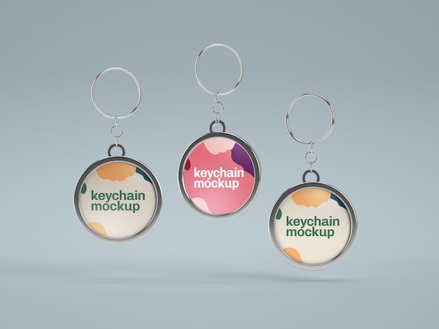 Metallic keychain mockup