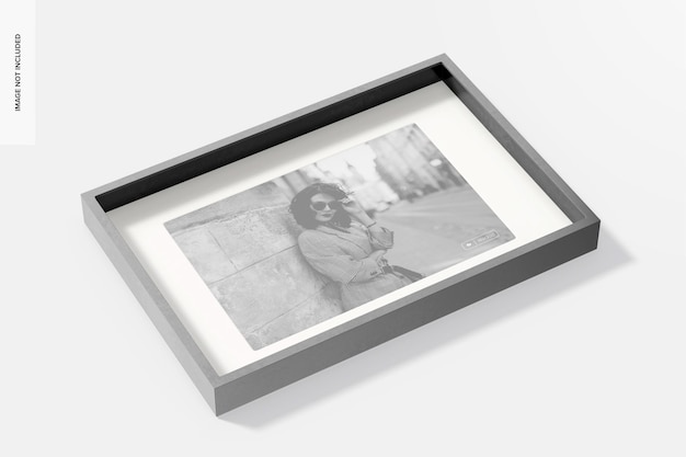 Metallic large shadow gallery box frame mockup, perspective view