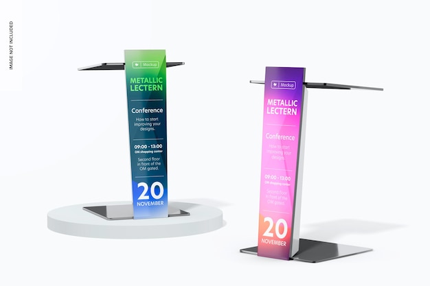 Metallic Lecterns Mockup