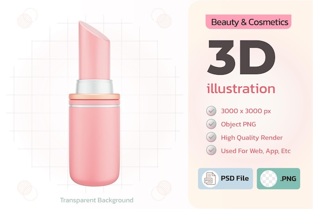 Metallic lipsticks beauty makeup and cosmetic 3d Illustration