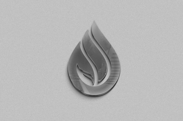 Metallic logo on a gray background