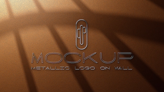 PSD mock-up con logo metallico