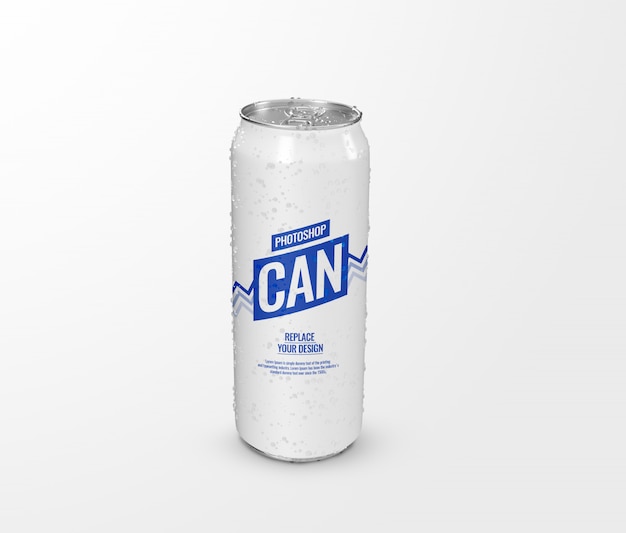 PSD metallic long can mockup realistic