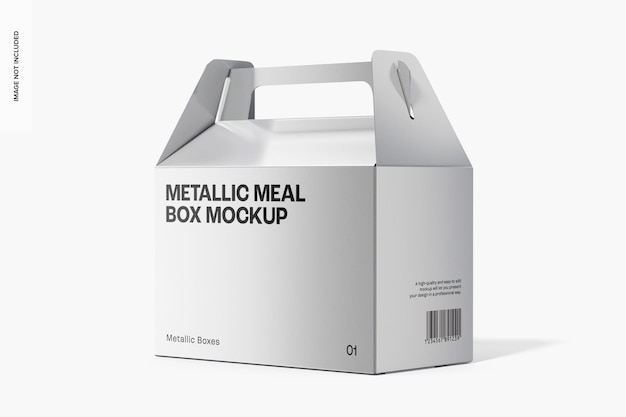 Metallic meal box mockup, rechterweergave
