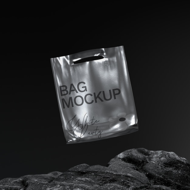 Metallic packaging bag mockup