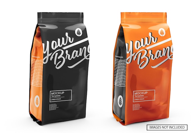 Metallic paper coffee bag mockup