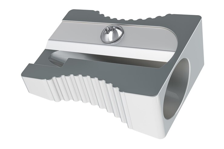 PSD metallic pencil sharpener 3d rendering isolated on transparent background
