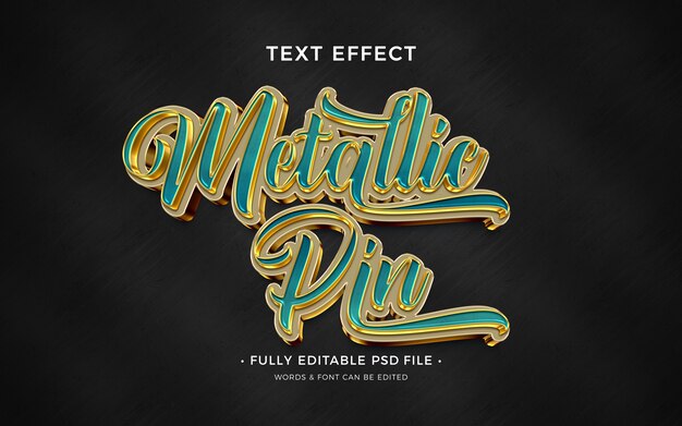 PSD metallic pin text effect