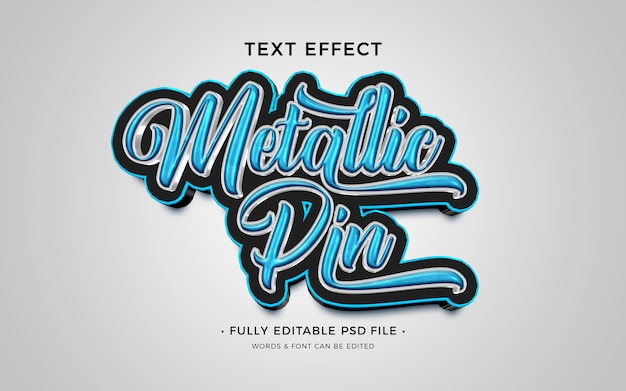 PSD metallic pin text effect