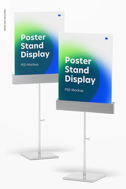Metallic Poster Stands Display Mockup
