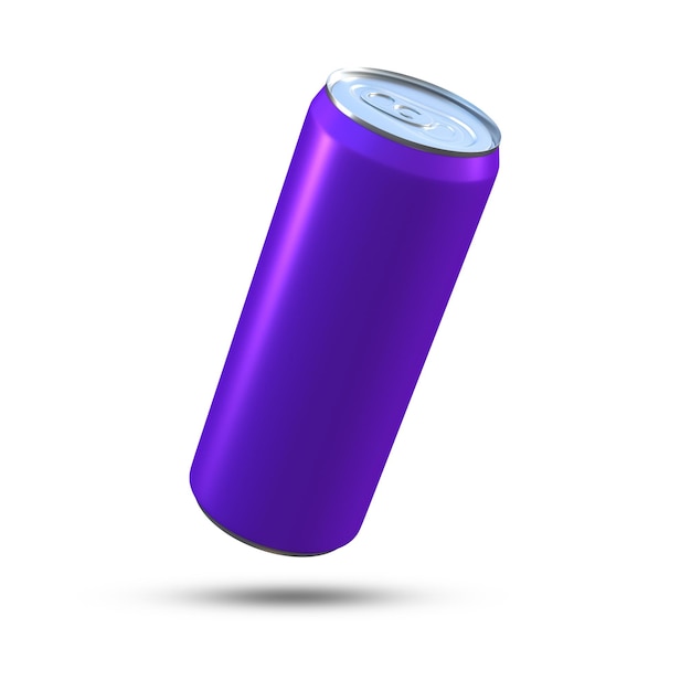 PSD metallic purple soda can 3d render psd mockup