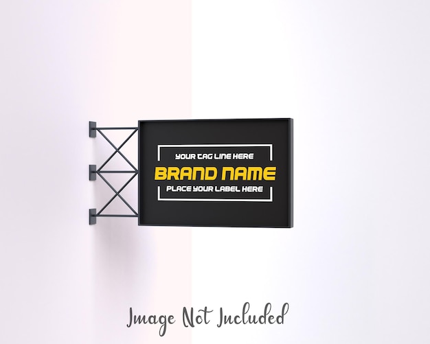 PSD metallic rectangular customizable signboard mockup