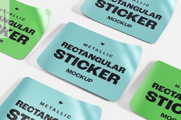 metallic rectangular stickers mockup, mosaic