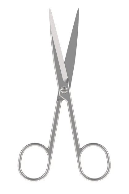 PSD metallic scissors 3d rendering isolated on transparent background