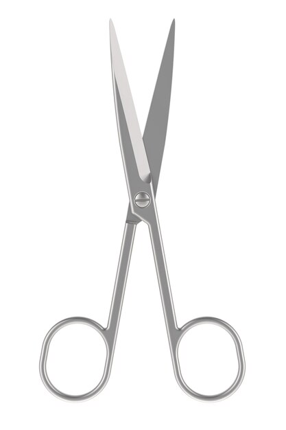 Metallic scissors 3d rendering isolated on transparent background