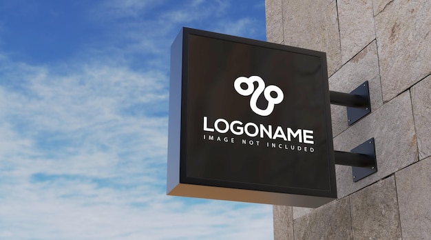 Metallic signboard logo mockup