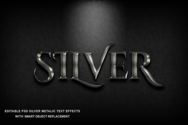 Metallic silver text effect