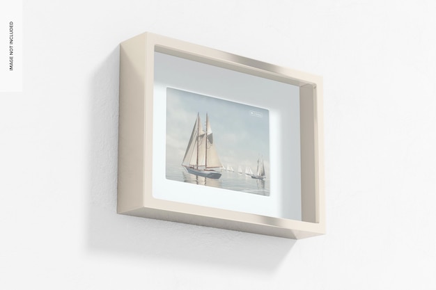 Metallic small shadow gallery frame mockup, hanging