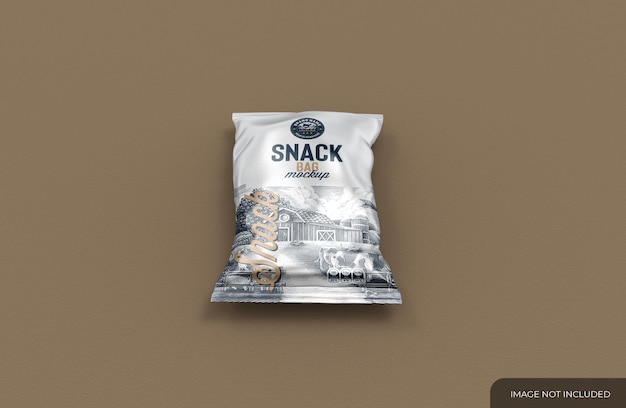 Mockup di borsa metallica per snack