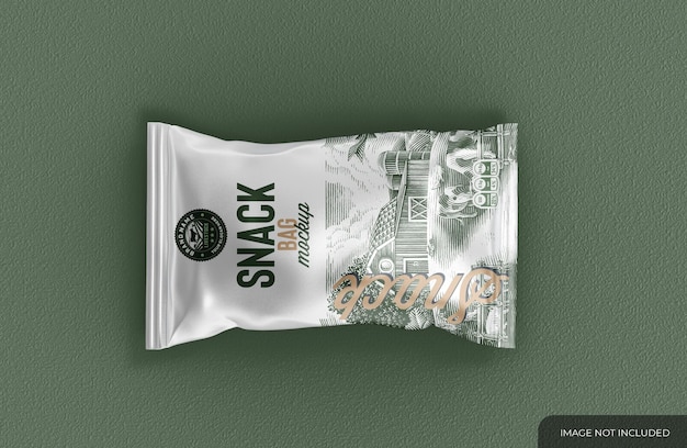 Mockup di borsa metallica per snack