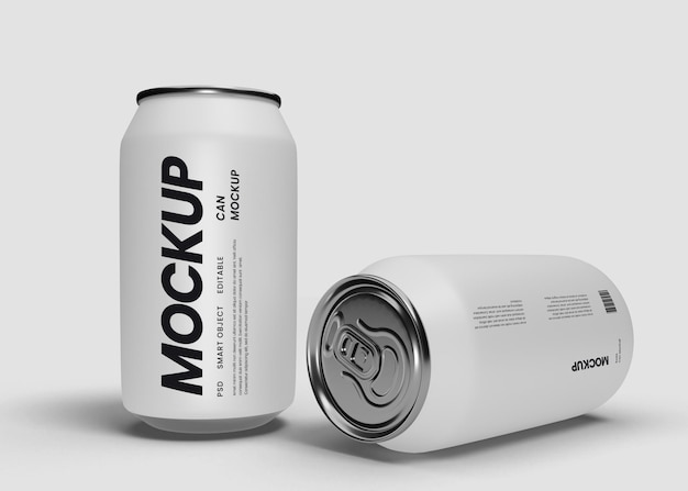 PSD metallic soda kan mockup