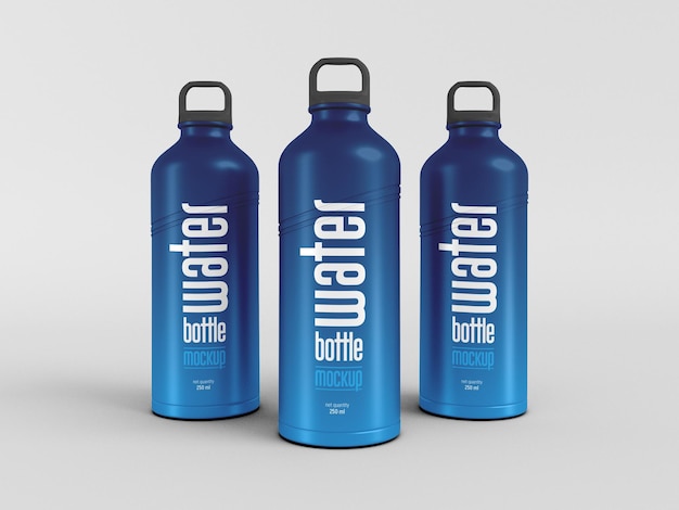 Metallic sports water bottle mockup