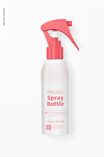 PSD metallic spray bottle mockup