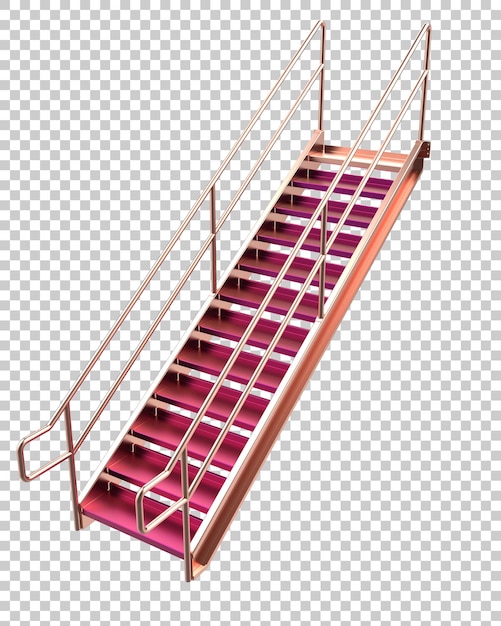 PSD metallic stairs on transparent background 3d rendering illustration