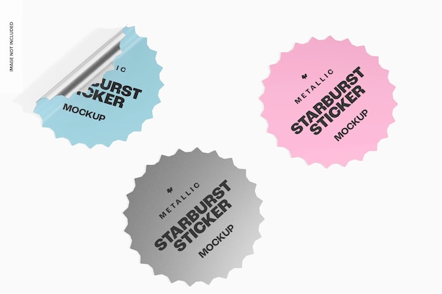 Metallic starburst stickers mockup 02