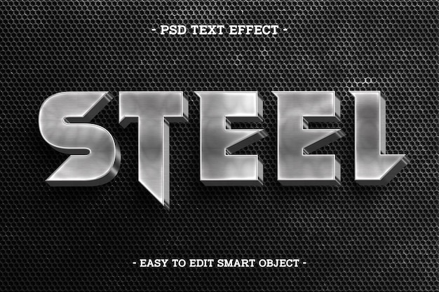 metallic steel text effect