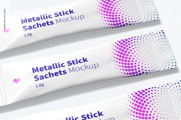 Metallic stick sachet mockup