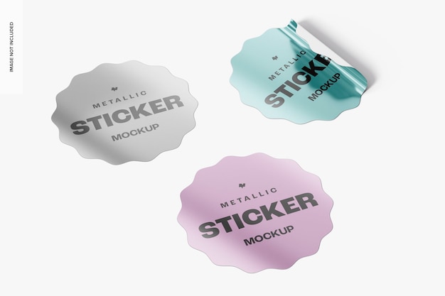 Metallic Stickers Mockup, Perspective