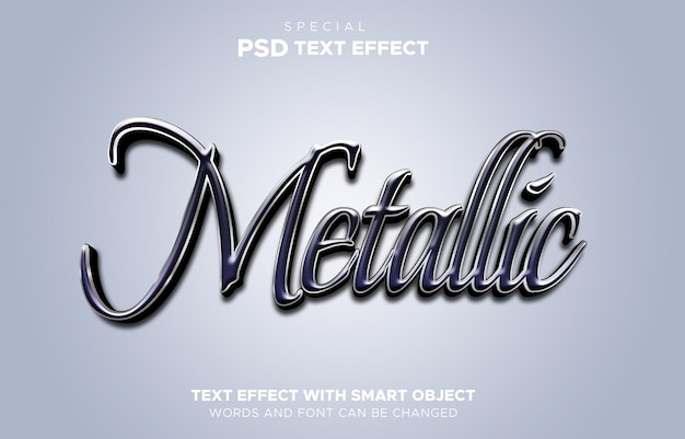 PSD mockup di oggetti intelligenti con effetto testo in stile metallico