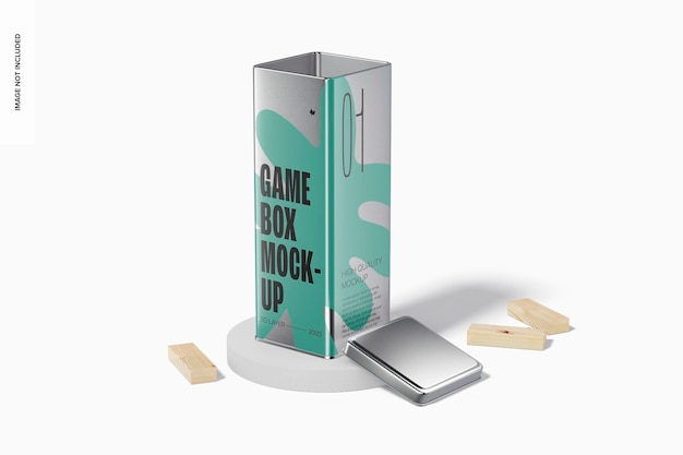 PSD metallic tall game box mockup