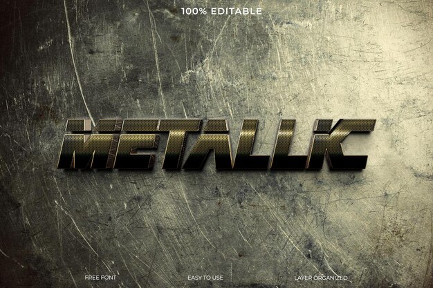 metallic text effect font editable typography 3d text style