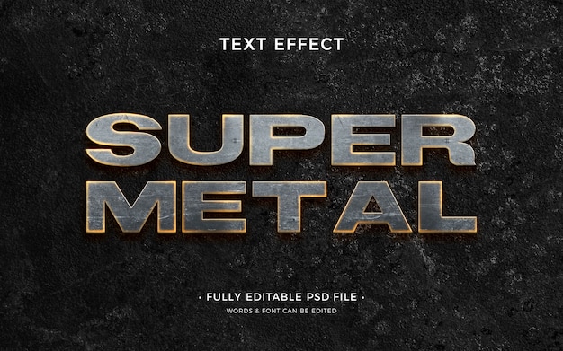 Metallic text with dark background