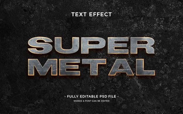 PSD metallic text with dark background