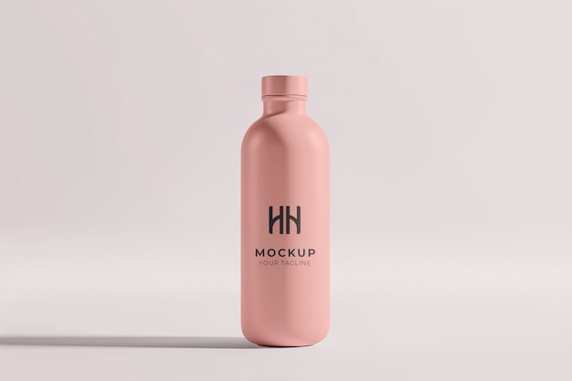 PSD metallic thermos mockup indoors