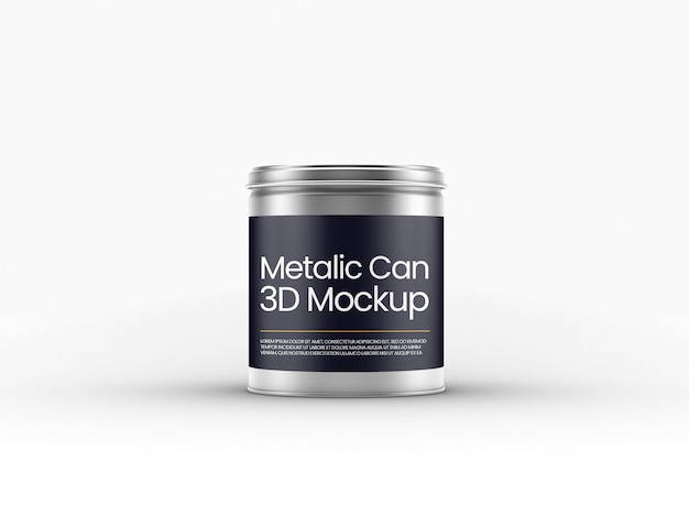 PSD metallic tin can mockup