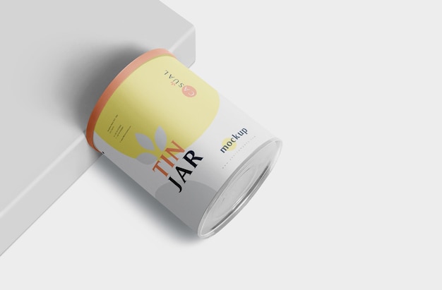 PSD metallic tin jar packaging mockup