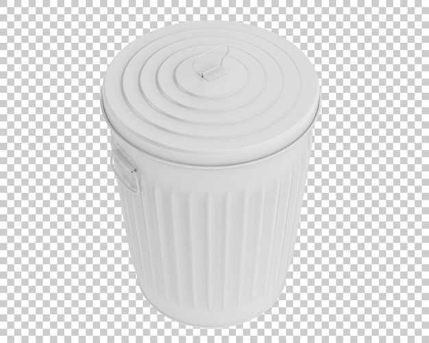 Metallic trash bin on transparent background 3d rendering illustration