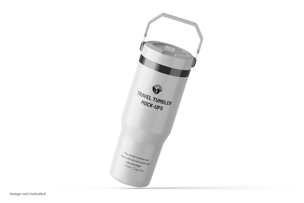 Metallic travel tumbler psd-mockup