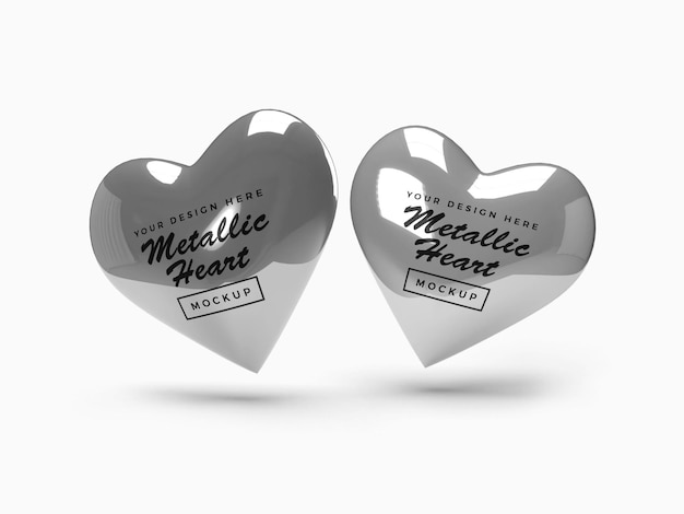 Design metallico mockup di cuore di san valentino