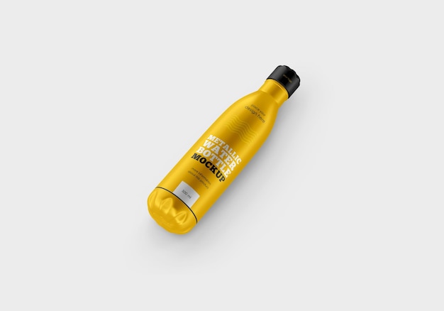 Metallic water bottle mockup