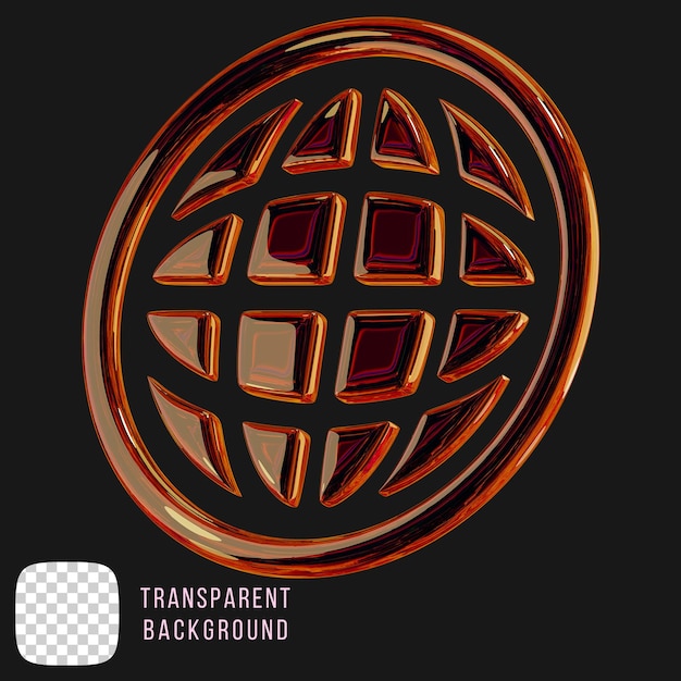 metallic y2k globe abstract shape 3d rendering